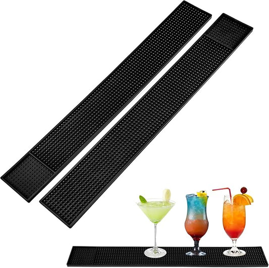 2Pcs Bar Mats for Countertop - Bar Mats for Bartending for Home Bar - 24" x 3" Non-Slip Rubber Coffee Mat, Service Spill Mat, Bartender Accessories