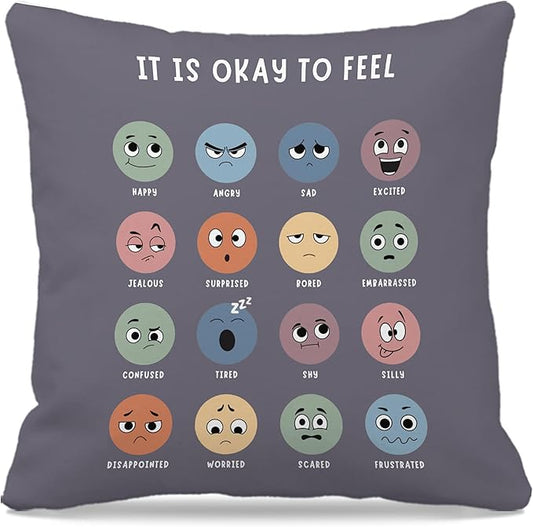 Counseling Office Must Haves Throw Pillow Cover, Calming Corner, Mental Health Pillowcase Decor for Home Kids,Mental Health Counselor Gifts, Calming Corner Pillow Covers 18x18 Grey