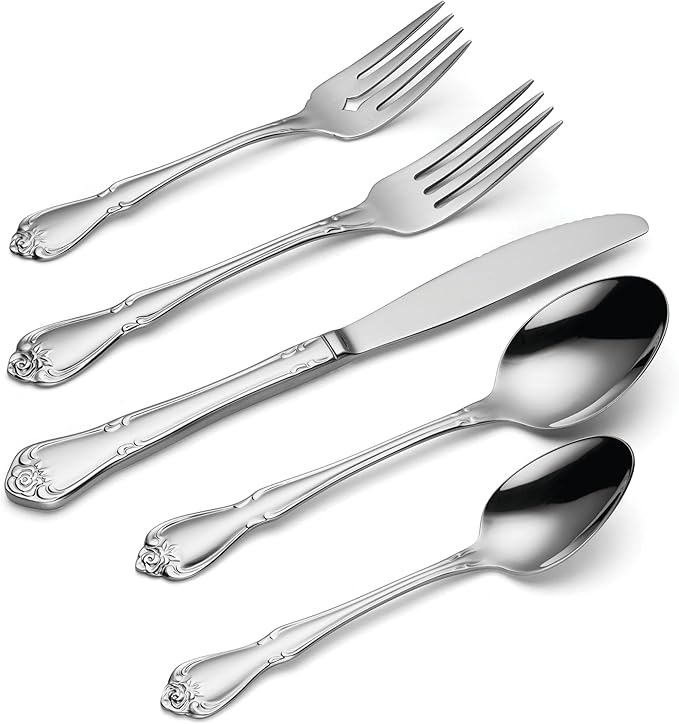 Oneida B552020A True Rose 20 Piece Everyday Flatware Set, Service For 4