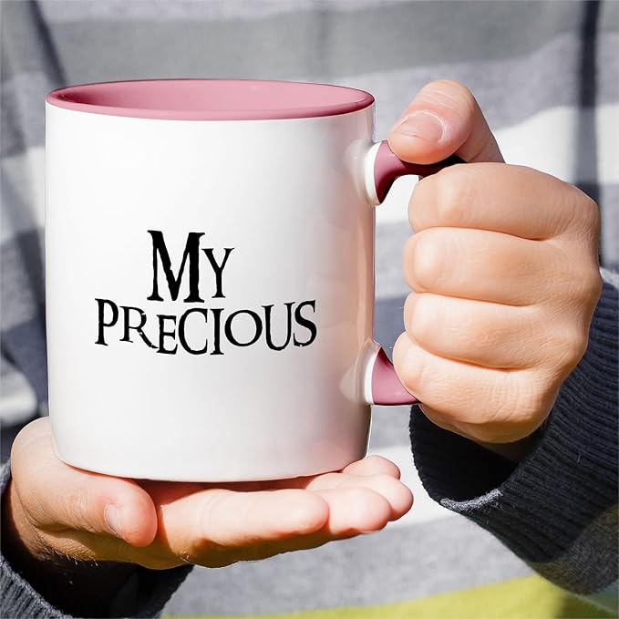 Retreez Funny Mug - My Precious Coffee Tea 11 Oz Ceramic Coffee Mugs - Funny, Sarcasm, Sarcastic, Motivational, Inspirational birthday gifts - White Mug with Pink Handle and Inner