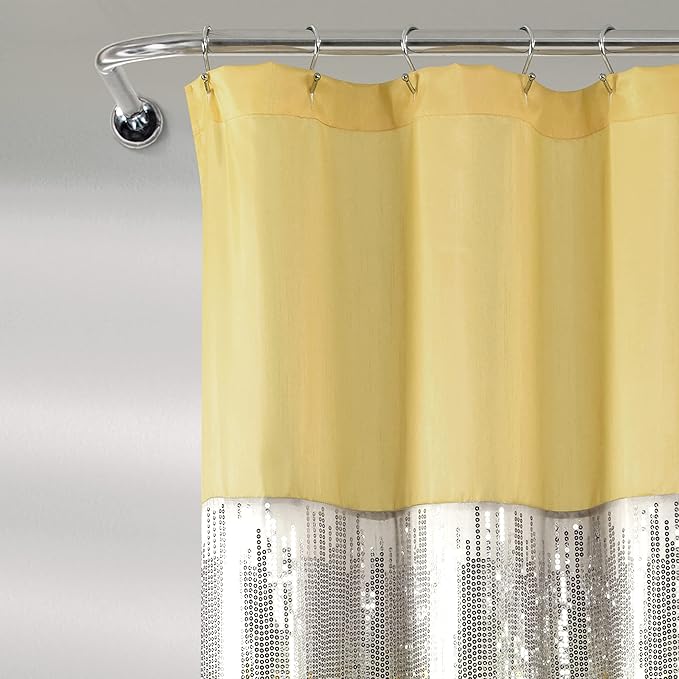 Lush Decor Night Sky Shower Curtain, 72" x 72", Yellow & Gray