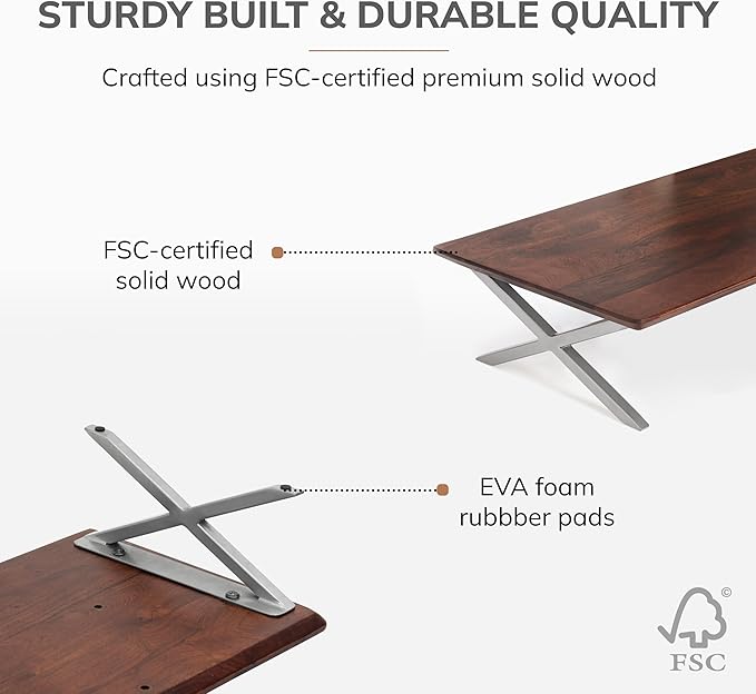 Anji Mountain Monitor Stand - Desktop Organizer & Laptop Riser, Ergonomic Monitor Riser, Space-Saving Monitor Stand for Desk, Durable Construction, Easy Assembly, Ideal for Home & Office,Walnut