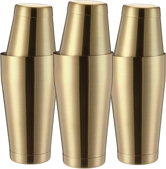 Sabary 6 Pcs Cocktail Shakers Professional Bar Shaker Boston Set Stainless Steel Martini Drink Mixer Basic Tool Weighted Shake Metal Can Cocktail Shaker Set, 18 Oz, 28 oz (Sanding Gold)
