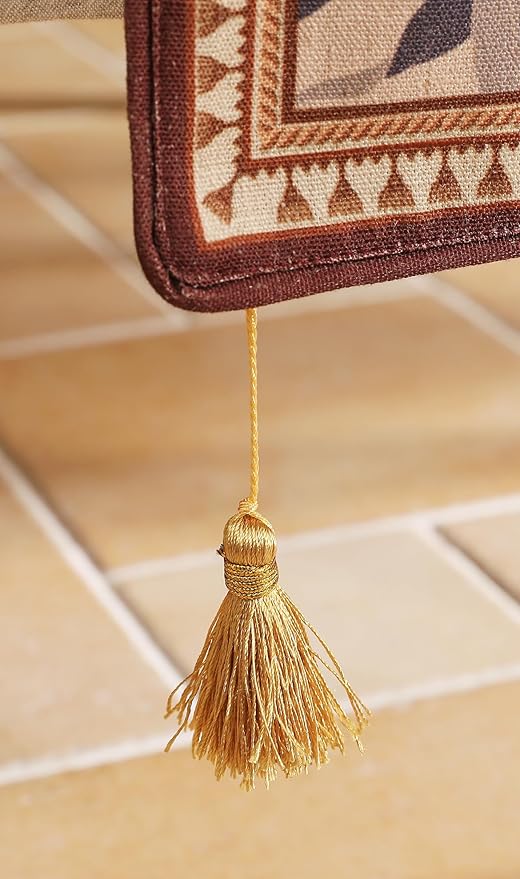 patdrea Designer Vintage SaddleBrown Linen Table Runner 87 Inch Long, Pomegranates Pattern Table Mat, Decoration for Kitchen Dining Table Coffee Table Shelf Cabinet Banquet Christmas ,12"*87"