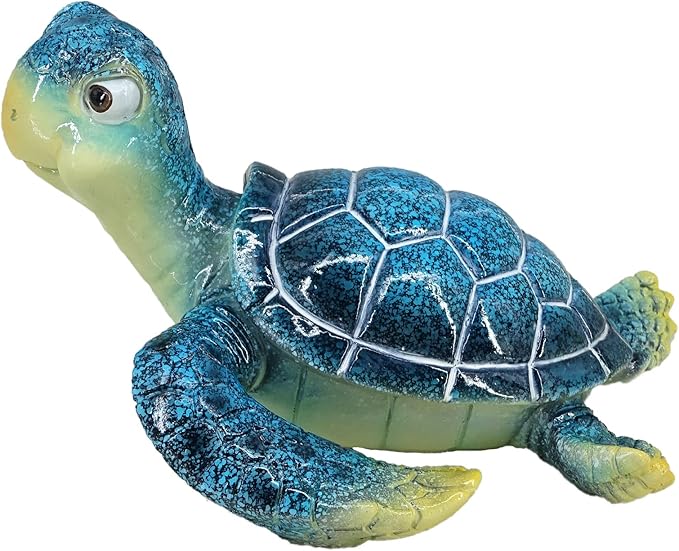 6-inch Sea Turtle Statue - Blue Resin Turtle Decor for Home, Yoga & Meditation Figurine, Lucky Feng Shui Ocean Animal Sculpture
