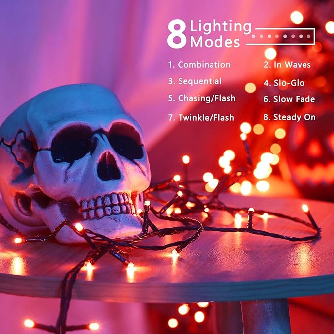 BrizLabs Halloween Orange Lights, 78.74ft 240 LED Orange String Lights, Connectable Mini Lights, 8 Modes Plug-in LED String Lights Waterproof for Outside Xmas Tree Decor