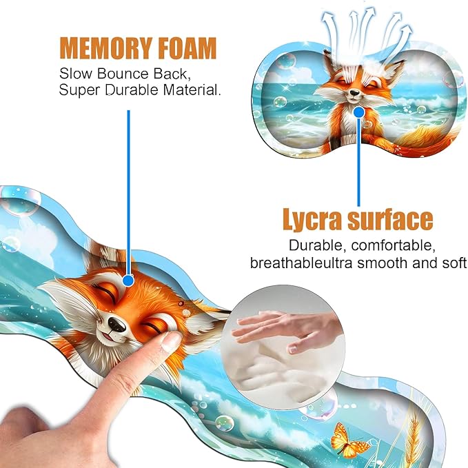 4 in 1 Ergonomic Keyboard Wrist Rest & Mouse Pad Wrist Rest Set, Large XXL Gaming Desk Mat 31.5"x 11.8" with Non-Slip Base, Memory Foam for Home Office Study Gaming, Fox