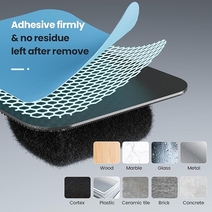 Cable Management Under Desk, 【Up to 15 Cord】【Enhanced Wire Holder】 Cord Organizer Holder, Adjustable Hook and Loop Cable Ties, Wire Clips Under Table Hider, 30 Pair(Black)