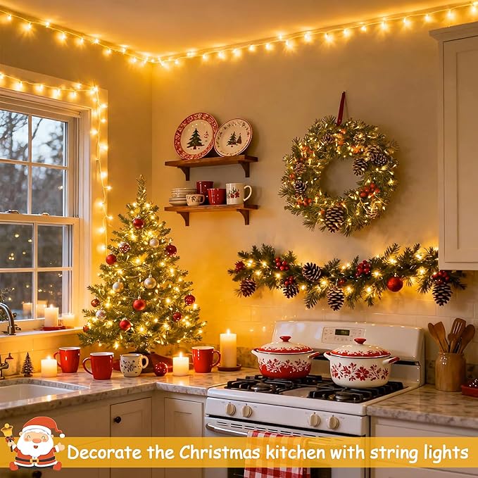 JMEXSUSS 500 LED Warm White Christmas Lights Indoor Outdoor, 163ft Clear Wire Plug-in String Lights Bedroom, 8 Modes Remote Control Christmas Tree Lights for Christmas Bedroom Tree Classroom