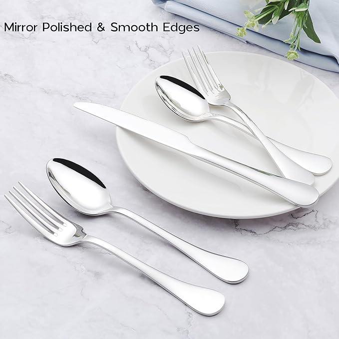 Onader 40 Pieces Silverware Set, 18/10 Stainless Steel Cutlery Flatware Set for 8