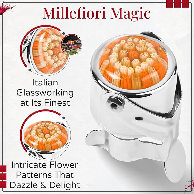 Wine Stopper & Champagne Stopper All In One - Patented Seal, Preserves Bubbles & Taste for Prosecco, Cava, and Wine – 1 Pro Grade Evan James Bottle Stopper With Hanging Gift Box