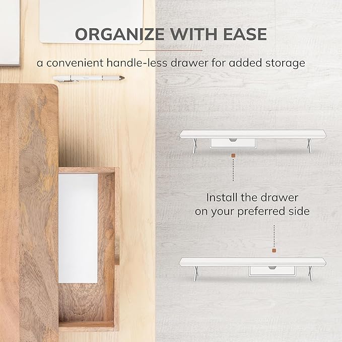 Anji Mountain Monitor Stand - Desktop Organizer & Laptop Riser, Ergonomic Monitor Riser, Space-Saving Monitor Stand for Desk, Durable Construction, Easy Assembly, Ideal for Home & Office,Natural