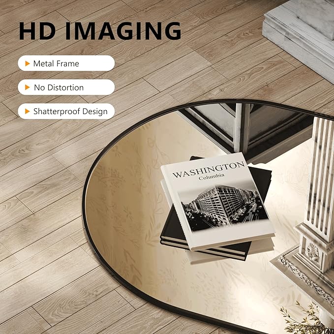 Arched Bathroom Mirror for Wall, Mirror for Vanity,30''x20'' Large Wall Mounted Mirror, Metal Frame (30''x20'', Black)