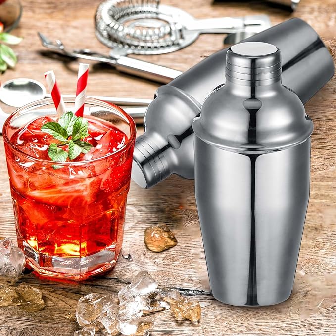Nitial 9 Pcs Bar Cocktail Shaker Professional Stainless Steel Martini Drink Mixer with Built-in Strainer for Bartending No Leaks Boston Shaker for Bar Party Drink Mixing Tool(11.8 oz)