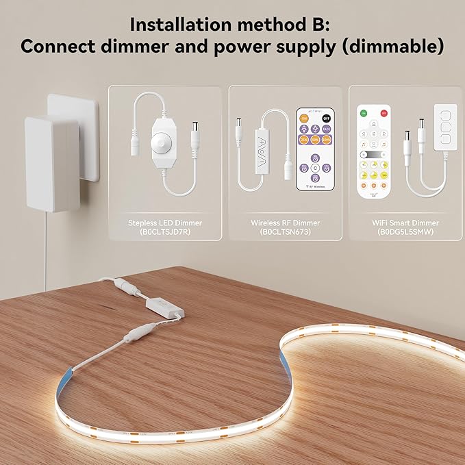 MIWISE COB LED Strip 32.8ft/10m,CRI 90+ Natural White 4000K High Lumen Super Bright Flexible DC24V LED Tape Light,for Cabinet Home Office DIY Lighting Projects(Adapter&Controller NOT Included)