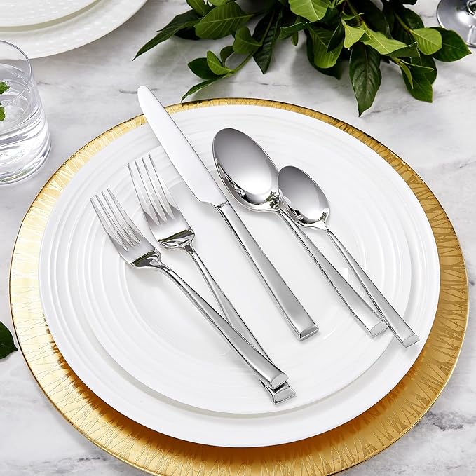 KEAWELL Premium Imperial 20-Piece Silverware Set, Service for 4 – Heavy Duty 18/10 Stainless Steel Flatware, Dishwasher Safe for Elegant Dining and Holiday Hosting (20, Silver)