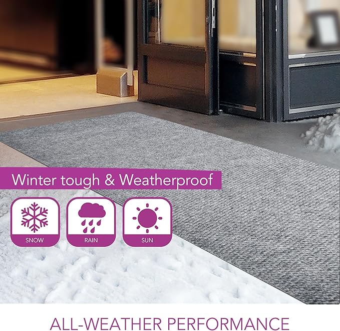 iCustomRug Hallway Runner Rug – 3x7ft Grey, Indoor/Outdoor, Non-Slip Rubber Backing, Low-Profile All-Weather Carpet, Non-Shedding & Easy Care, Entryway Mat Ideal for High Traffic Areas