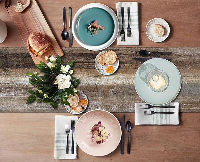 Emvency Farmhouse Table Runner, Abstract Grey and Dark Brown Art Painting for Kitchen Coffee Table Family Dinners Holiday Parties Wedding Events Decor(13x90 inch)