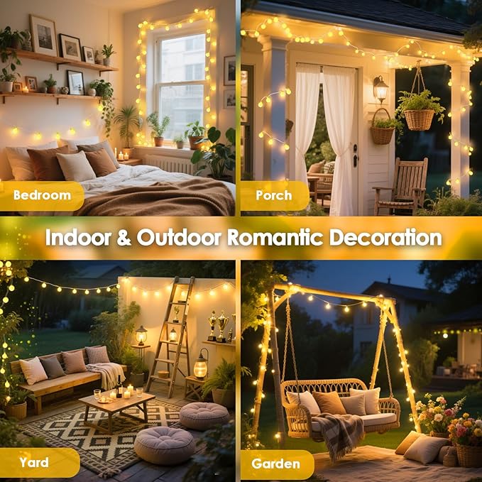 300LED Connectable String Lights Indoor Outdoor for Bedroom, 108ft Fairy Lights with Remote & Timer, Plug in 8 Modes Waterproof Globe Hanging Twinkle Light for Room Classroom Wedding Decor, Warm White
