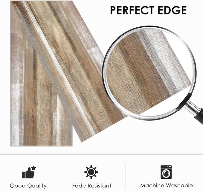 Emvency Farmhouse Table Runner, Abstract White and Brown Art Painting for Kitchen Coffee Table Family Dinners Holiday Parties Wedding Events Decor(13x108 inch)