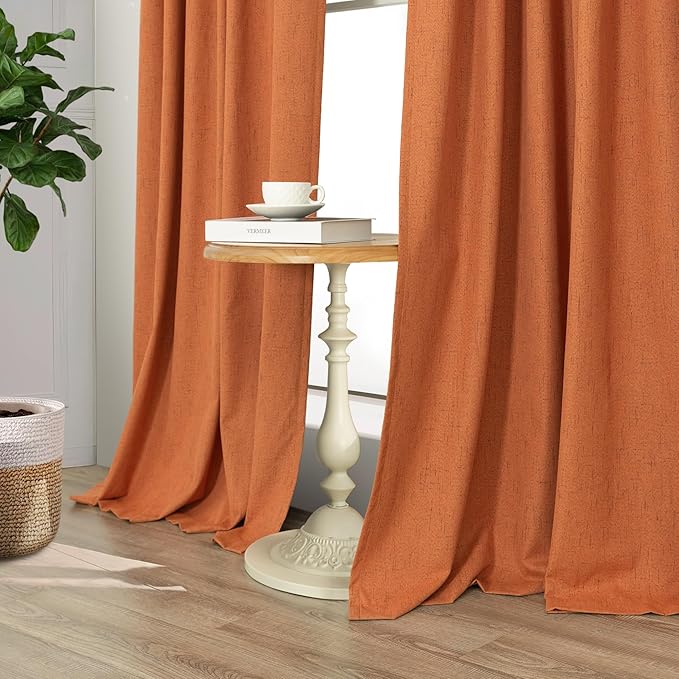 Burnt Orange Blackout Curtains for Living Room 108 Inches Long 2 Panels Back Tab Thermal Black Out Window Drapes for Bedroom Patio Sliding Glass Door Vertical Blinds Home Office Farmhouse Decor 52x108