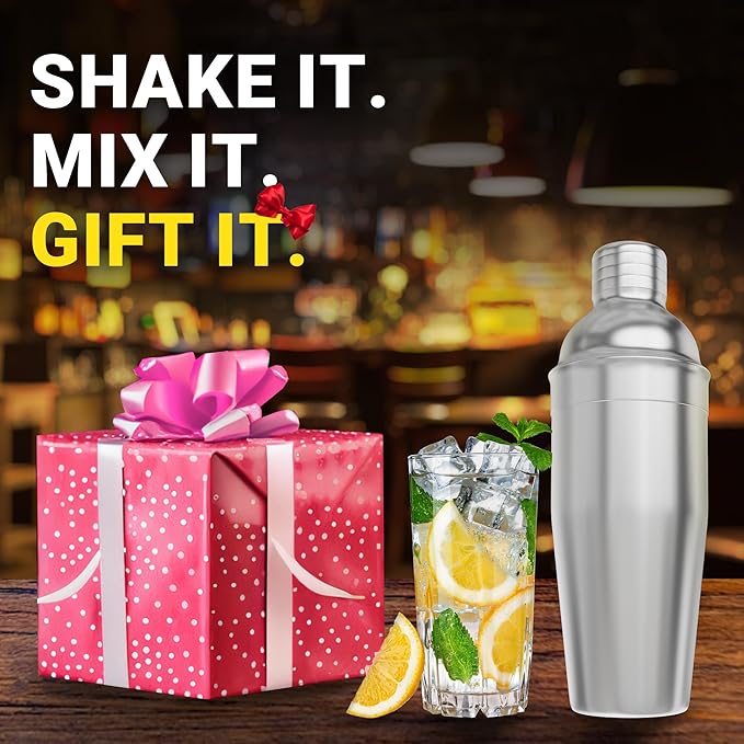 Bartender Kit – 5-Piece Stainless Steel Cocktail Shaker Set for Home & Bar – Drink Mixing Set with Accessories