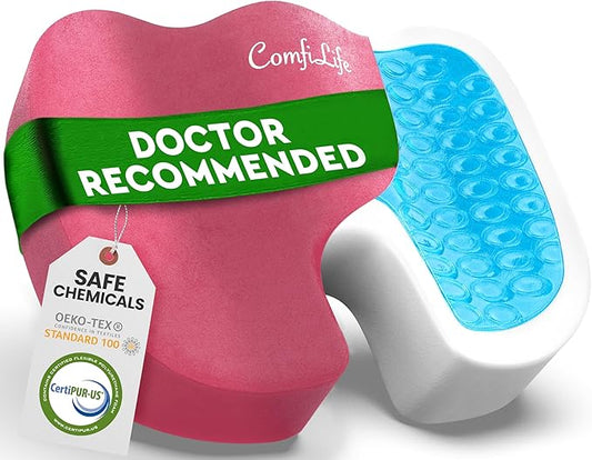 ComfiLife Premium Gel & Memory Foam Seat Cushion – Doctor Recommended Office Chair Cushion, Car Seat Cushion – Chair Cushions for Back & Sciatica Pain Relief – Seat Cushions for Office & Desk (Pink)
