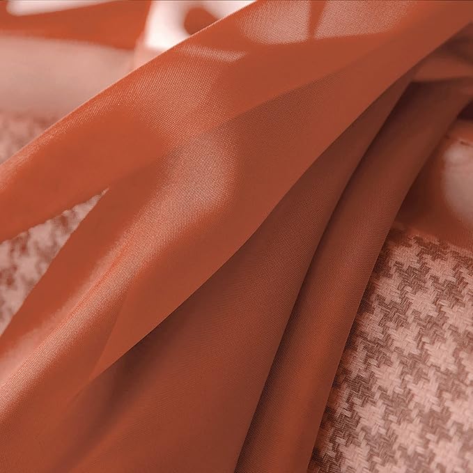 MIULEE Short Sheer Curtains 24 Inch Length for Kitchen Bathroom Cafe Half Window Treatment, Terracotta Rod Pocket Tier Fall Curtains 2 Panels 29x24 Inches Long, Burnt Orange