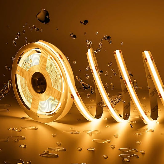 PAUTIX COB LED Strip Light IP65 Waterproof Warm White 2700K,UL-Listed 20ft/6.1m CRI 90+ Super Bright 24V LED Tape Light for Cabinet/Home/Office DIY Lighting Projects(Adapter & Dimmer Not Included)