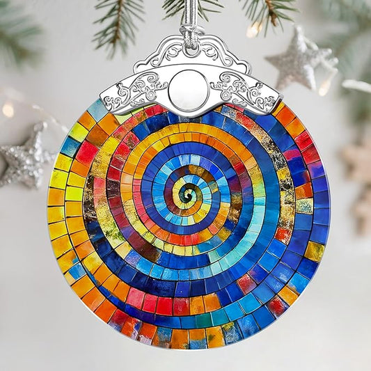 Stained Glass Ornament, Christmas Ornament, Hanging Ornaments for Home Decor & Christmas Tree Ornaments – Exquisite Holiday Decor, Xmas Gifts & Holiday Present - Rainbow Spiral