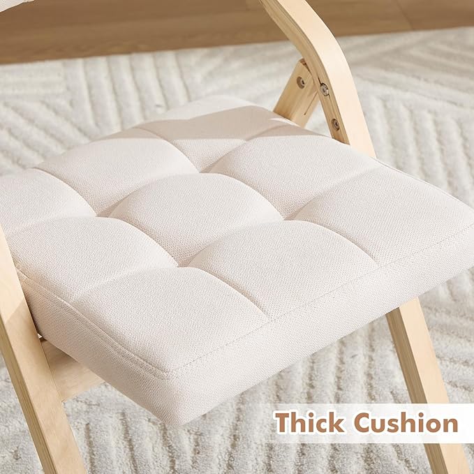 6-Pack Folding Dining Chairs with Cushion,Padded Foldable Dining Chairs,Portable Wooden Folding Chairs for Dining Rooms Kitchen Wedding and Party Indoor Beige