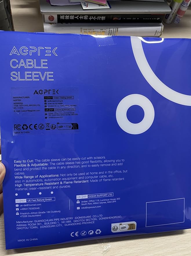 AGPTEK Cable Sleeve Cover, 6.6ft - 1.5 inch Desk Cord Organizer Cable Hider, Home Office Wire Management Computer TV Wire Loom Tubing, Pet Proof Cord Protector, from Cat Dog Chewing, Black