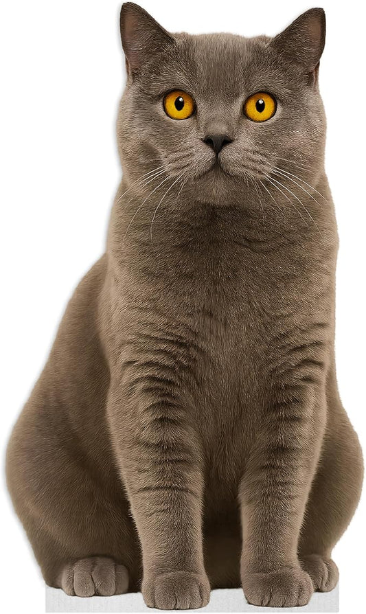 Cat - British Shorthair Life Size Standee - 2FT Freestanding Coroplast Cutouts | Pets Animal Standup Photo Booths, Birthday & Halloween Decorations