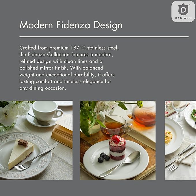 Silverware Set for 12 – 18/10 Stainless Steel Flatware, Mirror Finish, Dishwasher Safe, Rust Resistant, Heavy-Duty Cutlery for Dining and Hosting (60-Piece Set, Fidenza)