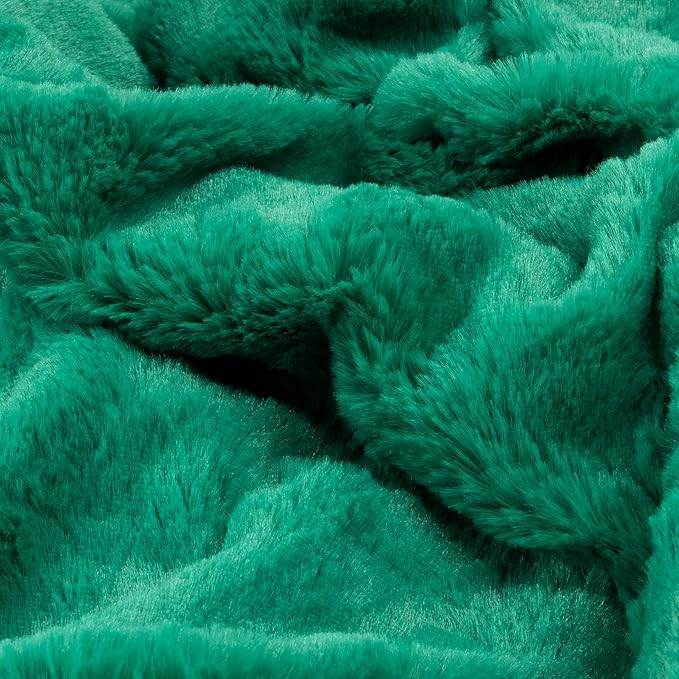 TOONOW Faux Fur Luxury Throw Blanket,Double Side Soft Fluffy Shaggy Fuzzy Blanket for Couch Sofa Bed (Emerald, Throw)