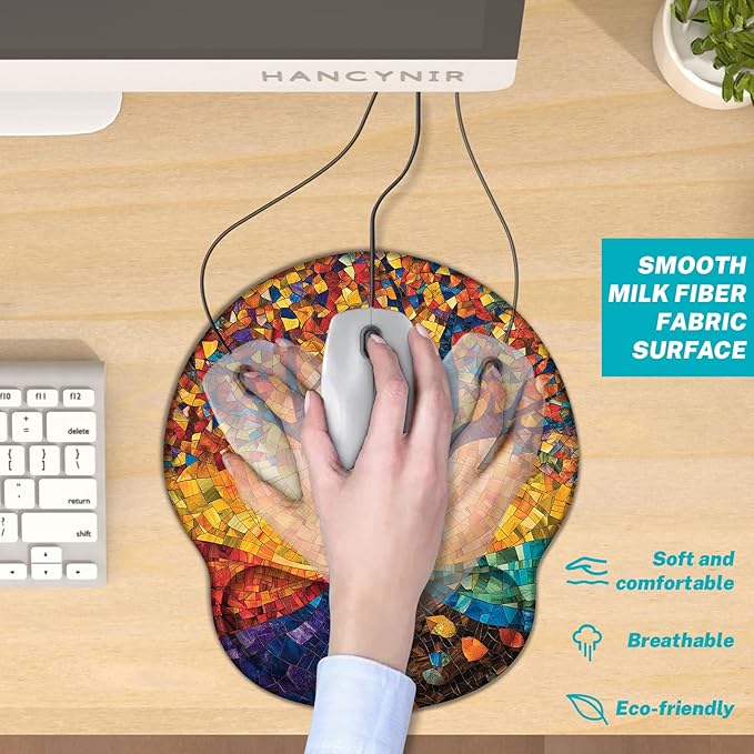 Ergonomic Mouse Pad Wrist Support, Tree of Life Gel Mouse Pads with Wrist Rest, Computer Mousepad for Desk with Non-Slip PU Base, Comfortable Mouse Pad for Office Accessories Supplies Decor