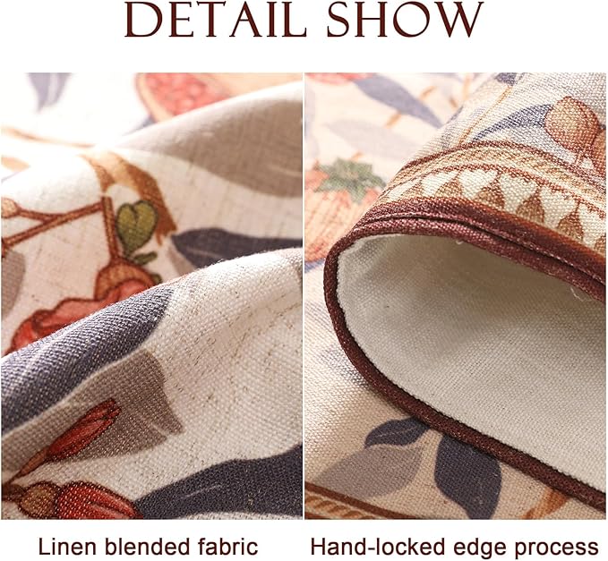 patdrea Designer Vintage SaddleBrown Linen Table Runner 71 Inch Long, Pomegranates Pattern Table Mat, Decoration for Kitchen Dining Table Coffee Table Shelf Cabinet Banquet Christmas ,12"*71"