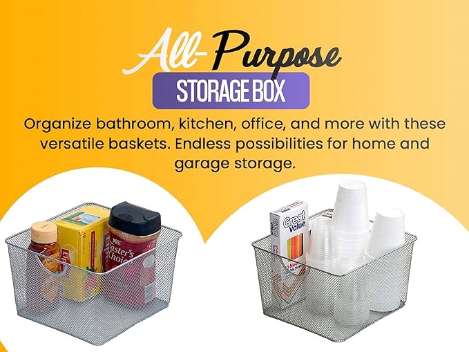 YBM HOME Kitchen Pantry Organizer Wire Baskets for Shelves, Cabinets, Pantry, Countertop, Mesh Open Storage Bin Metal Basket for Organizing Food Supplies, 12 Pack, 14x10x8.8