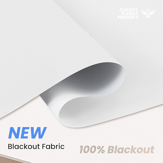 Grandekor No Drill Blackout Roller Shades for Windows,Free-Stop Cordless Roller Blinds for Indoor Windows,UV Protection Thermal Insulated,Pull Down Shades for Bedroom Home,White,Customize