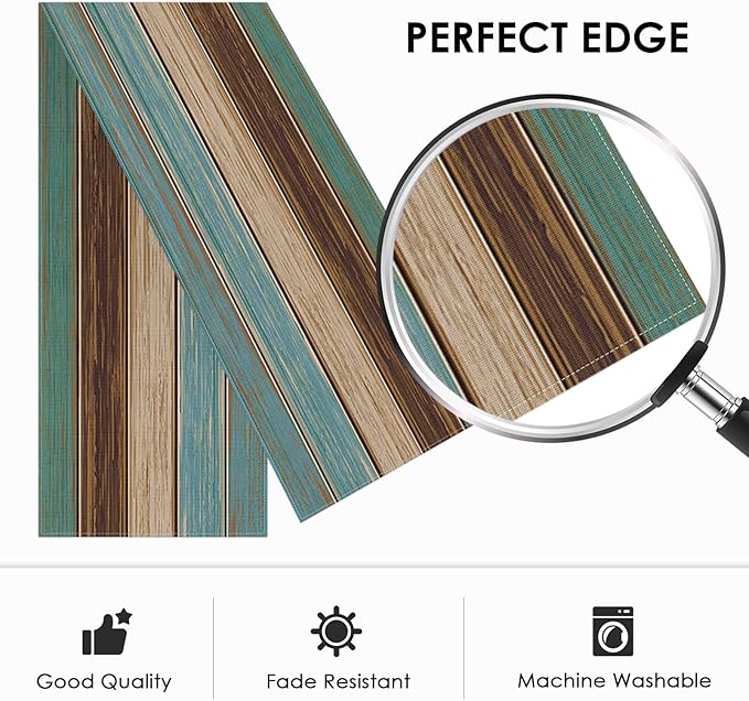 Emvency Farmhouse Table Runner, Vintage Green and Brown Art Painting for Kitchen Coffee Table Family Dinners Holiday Parties Wedding Events Decor(13x72 inch)