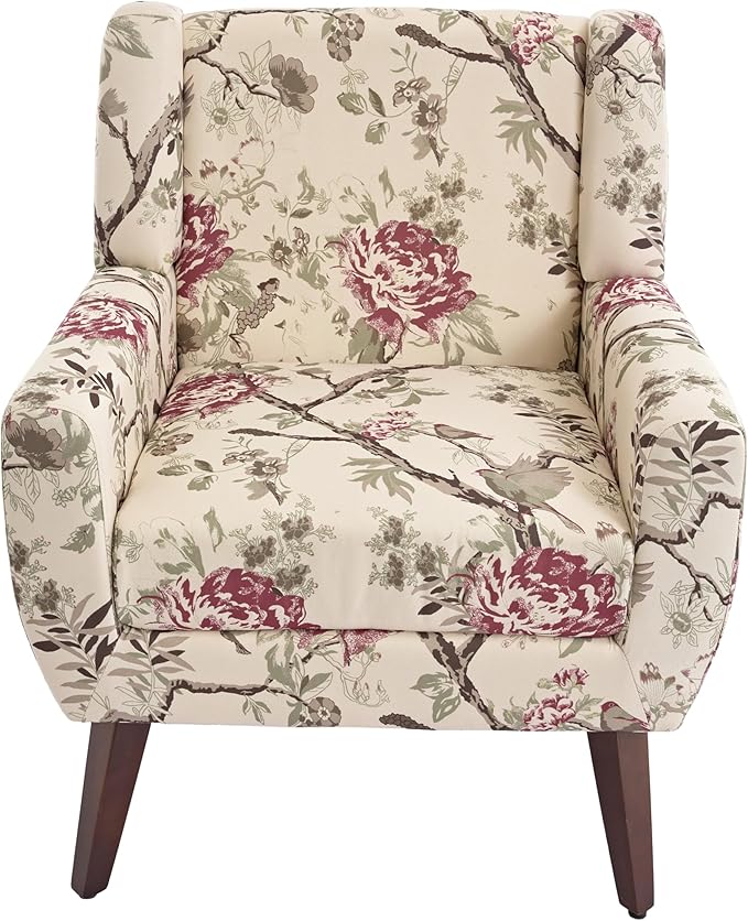 UIXE Floral Accent Chair, Modern Upholstered Armchair in Fabric for Living Room, Comfy Club Arm Chairs Single Sofa Button Tufted Bedroom Reading Seat - Pattern Floral, Set of 1