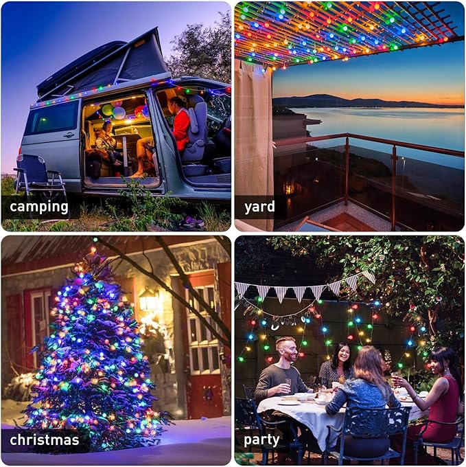 JMEXSUSS 100 LED Connectable Christmas String Lights Indoor Plug in, 33ft 8 Mode Globe String Lights with Remote, Fairy Christmas Lights for Bedroom Room Tree Party Christmas Decoration (Multicolor)