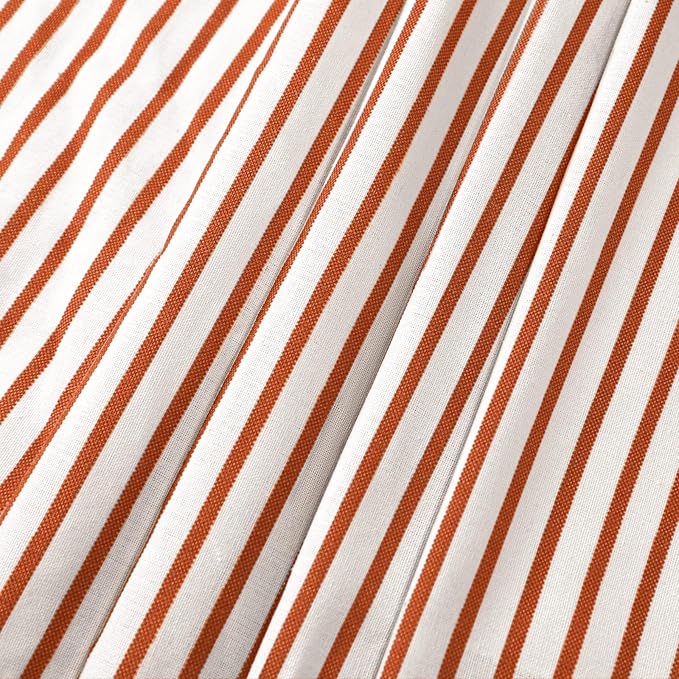 Awellife Farmhouse Orange Shower Curtain Button Linen Textured Woven Fabric,Pleated Orange Stripe,Country Style,72x72 Inch