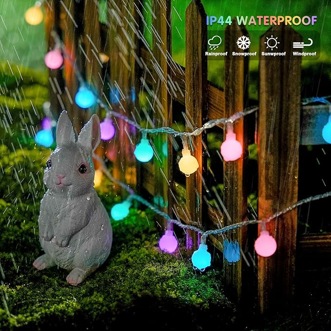 JMEXSUSS 100 LED Connectable Globe String Lights Indoor, 33ft Multicolor Fairy Lights Plug in with Remote, 8 Modes Pastel Lights for Easter Bedroom Tree Room Party Decoration