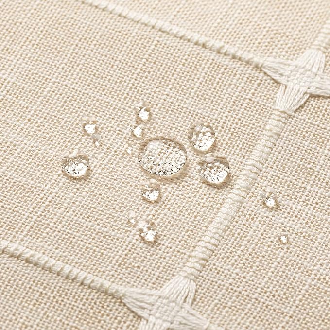 MitoVilla Boho Small Stall Shower Curtain 36 x 72, Beige Narrow Polyester Linen Fabric Shower Curtains for Farmhouse Bathroom Decor, Half Size Cloth Shower Curtain Set with Hooks, Cream