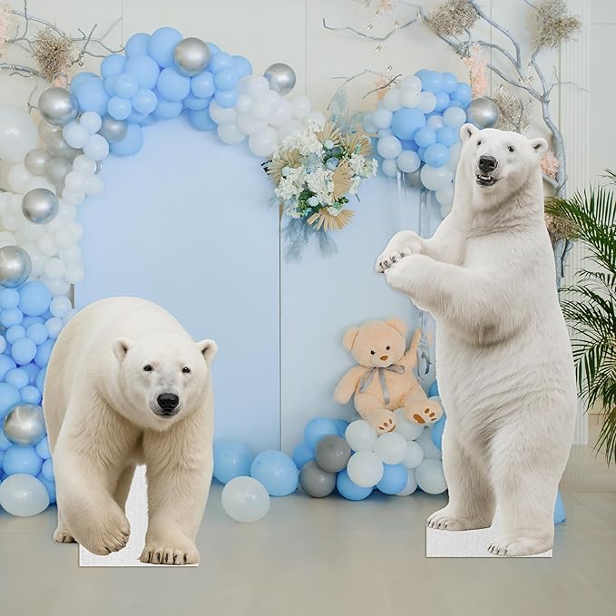 Polar Bear - Walking Life Size Standee - 4FT Freestanding Coroplast Cutouts | Safari Animal Standup Photo Booths, Jungle Party, Birthday & Halloween Decorations
