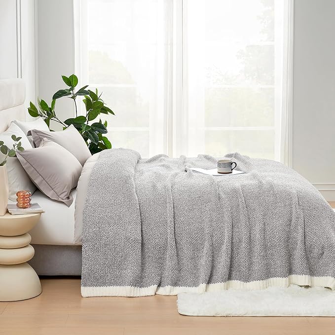Snuggle Sac Oversized Bedding Blanket Grey Color Twin XL, Super Soft Warm Blankets for Bed, Living Room, Luxurious Microfiber Blanket Dupes, Heather Grey, 66x90 inches