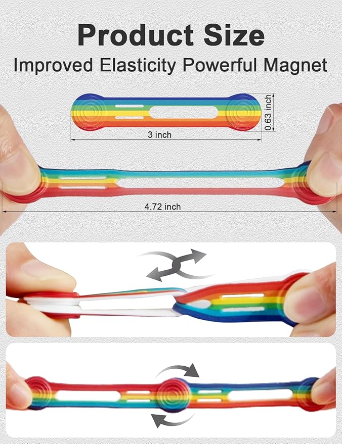 Viaky 6Pcs Magnetic Cable Ties,Rainbow Bookmark,Silicone Cable Straps Cord Organizer,Electronics Accessories for Noticeboard Fridge Magnets for Office School Home