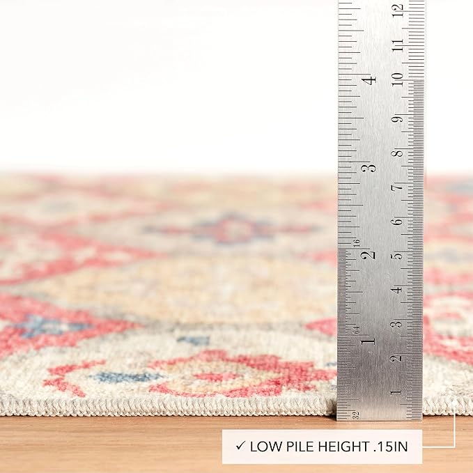 Dash and Albert Pali Machine Washable Area Rug - 3' x 5' Multicolor - Geometric Accent Rug - Anti-Slip Backing, Lightweight, Machine Washable, High Traffic Areas Kitchen, Mudroom, Laundry Room