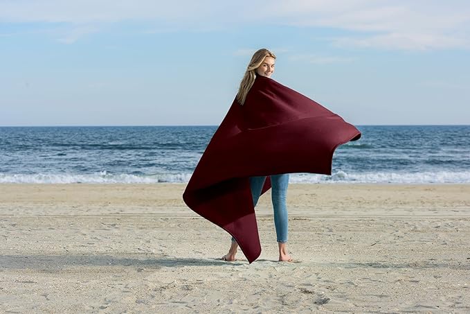 MV Sport Lightweight Sweatshirt Blanket Throw – Warm & Cozy, Breathable Oversized Fleece Knit, Couch, Bed, Travel, Cold Nights, and Outdoors – Soft Light Weight Blanket 54" x 84" Crimson